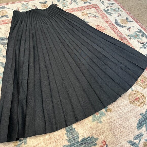 Issey Miyake Wool Pleated Grey Midi Skirt - Picture 2 of 6